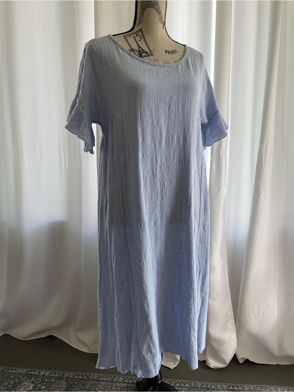Light Blue Gauze Hi-Low Dress